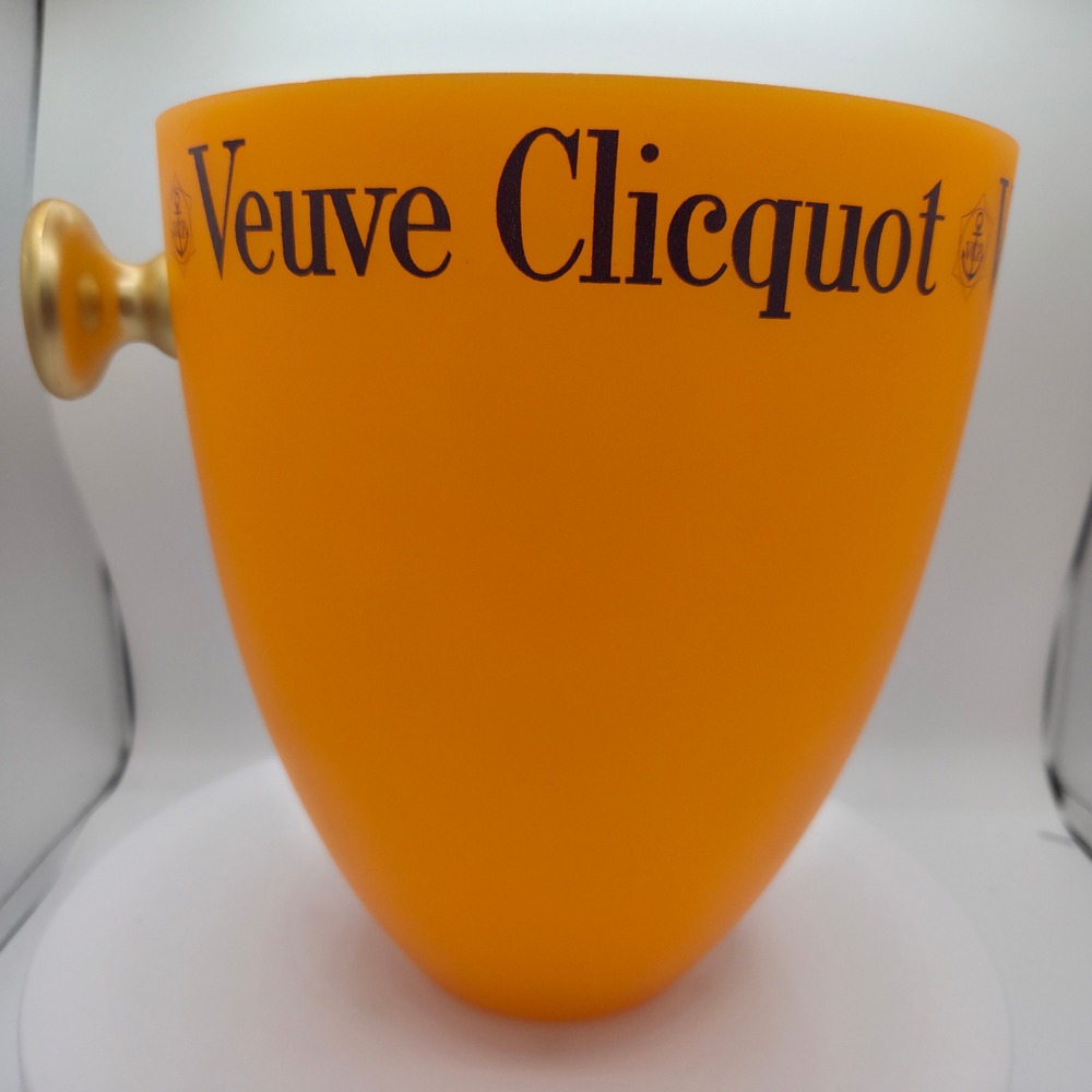 Veuve Clicquot Orange Acrylic Champagne Ice Bucket Gold Knob Handle Barware Rare